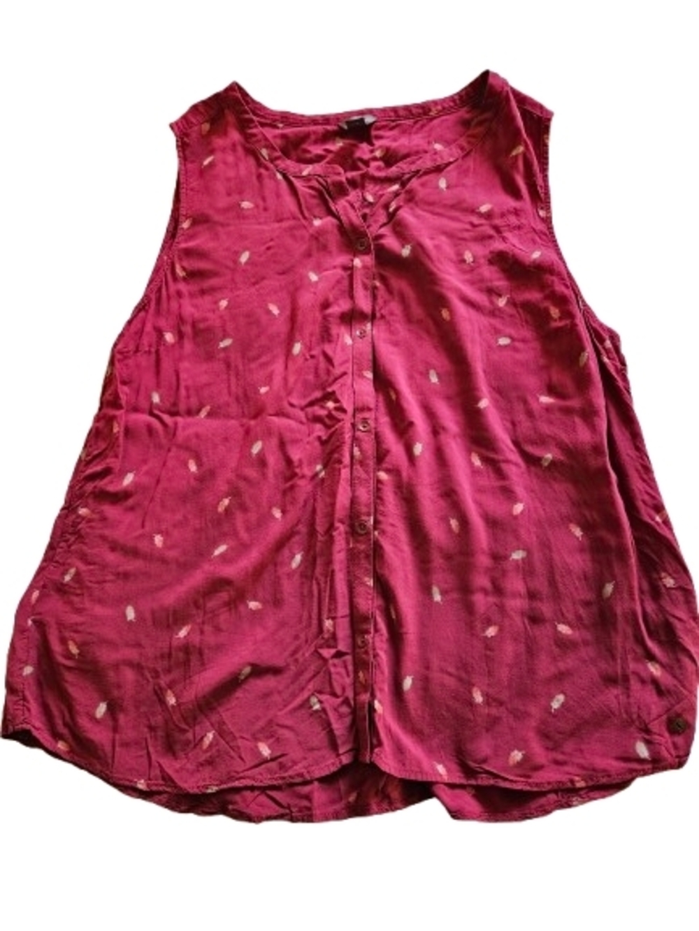 Eddie Bauer Womens 2XL Sleeveless Blouse Berry Shade Button Front Top Plus Size